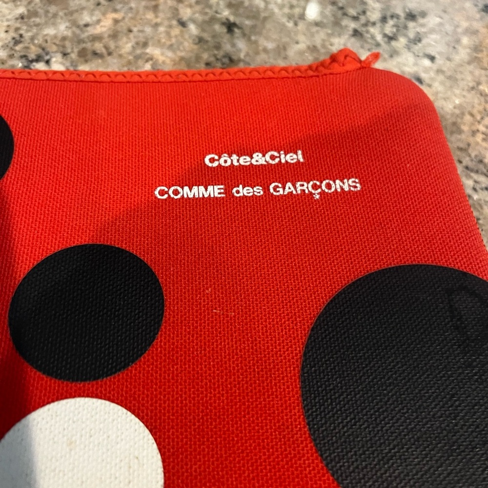 Comme des Garçons Red and Black Polka Dot Pouch